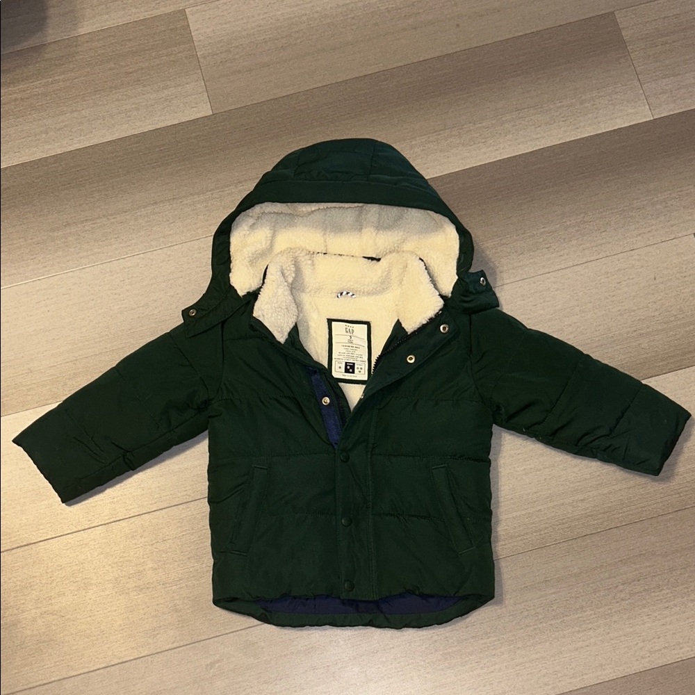 GAP Dark Green Hooded Puffer Jacket